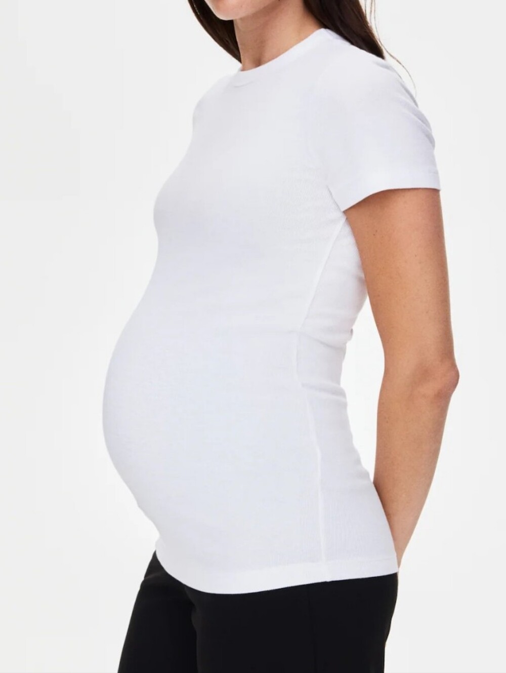 NWOT, H&M • Classic White Ribbed Maternity Tee, Size Small